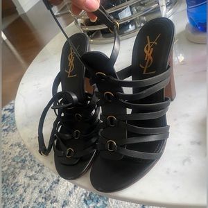 YSL Rive Gauche gladiator block heel sandals size 37